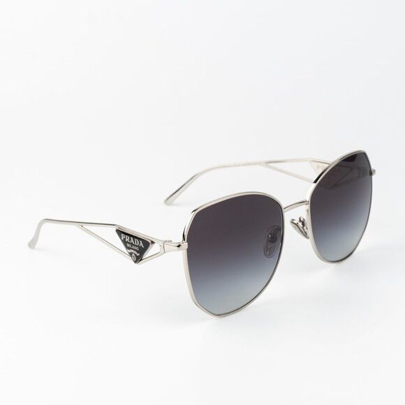 Prada Women Sunglasses Silver Grey Gradient Geometric PR57YS 1BC5D1 BRAND NEW - Picture 8 of 13